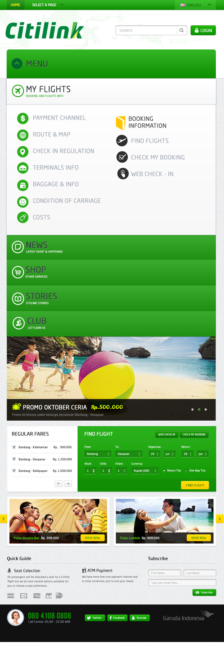 airplane simple clean Website redesign green indonesia user interface user experience airline