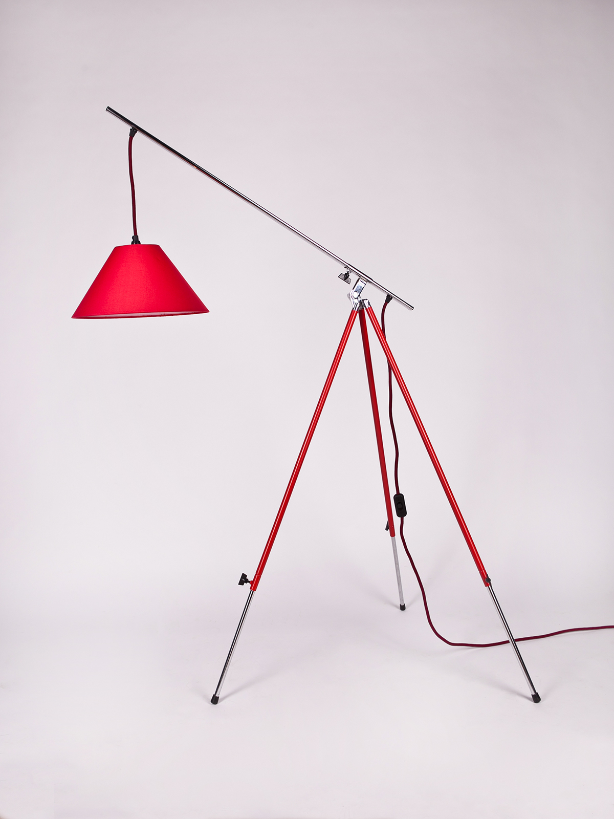 Lamp red design light Cable metallic