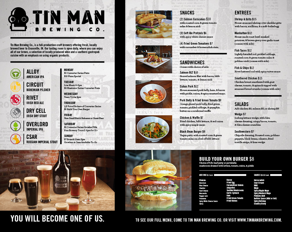 Layout tin man brewing beer ads ad wagner design evansville living Food  gastropub restaurant