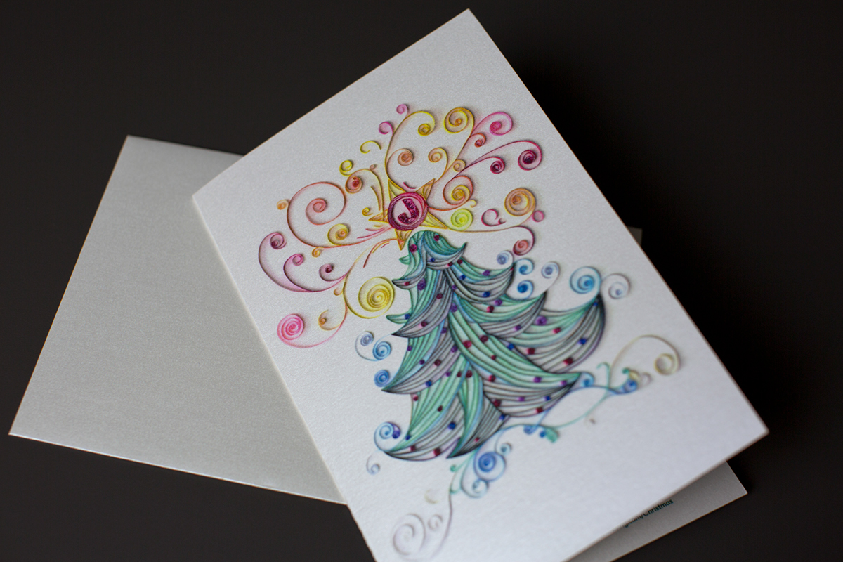 Christmas Holiday jordan design quilling cut paper  paper handmade x-mas xmas art Tree  red