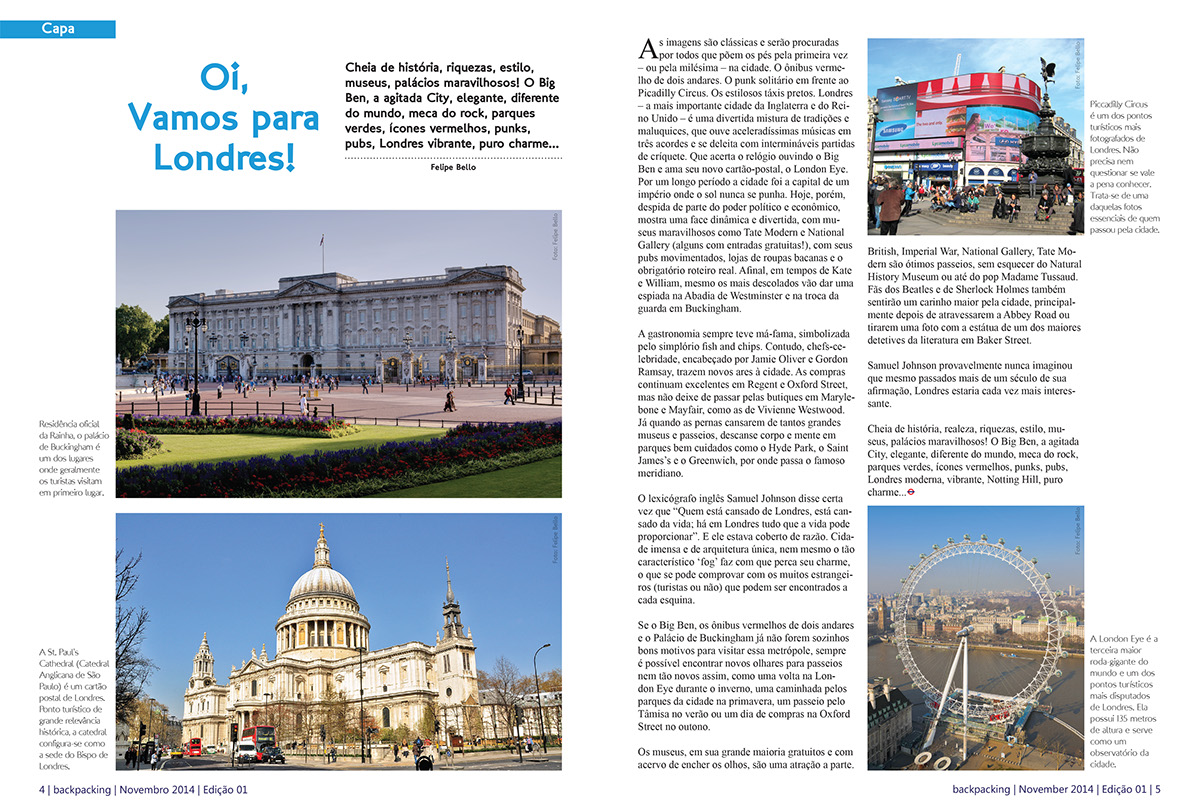 revista viagem editoração design gráfico London magazine Travel publishing   Londres graphic design 