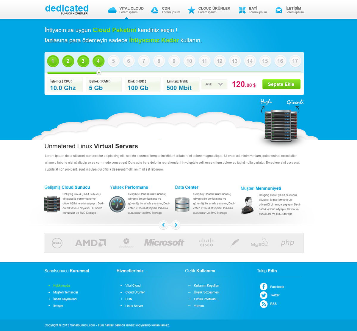 sunucu hosting cloud hosting Servers