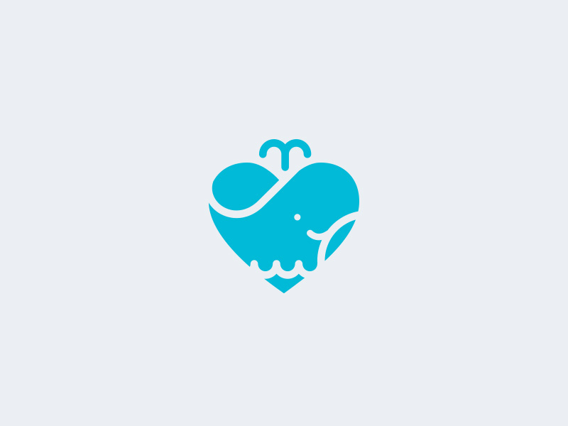 logo mark heart Icon design negative space Cat dog elephant Whale fish bug insect animal flat