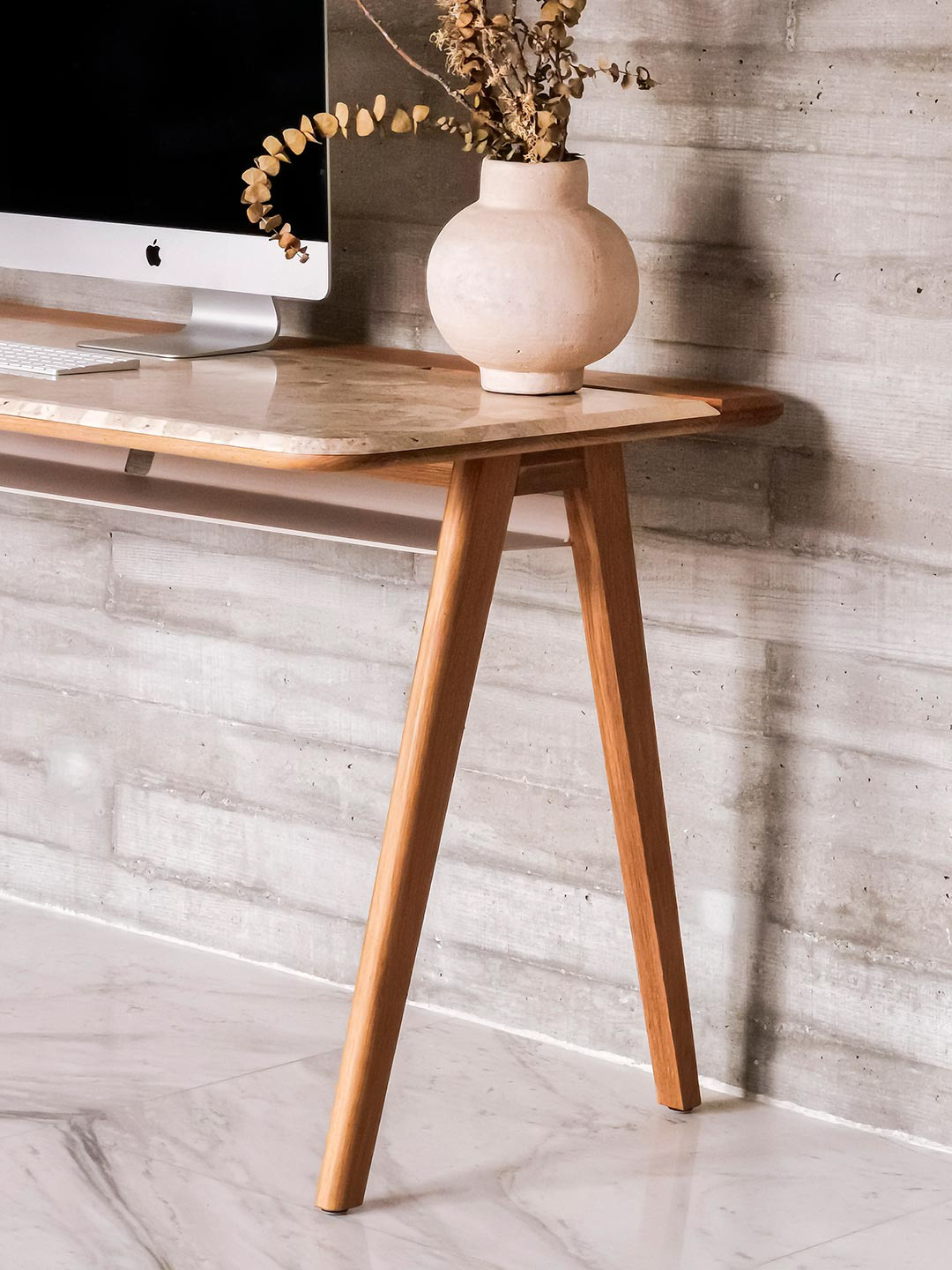 design desk details Draft Marble minimal oak solid wood