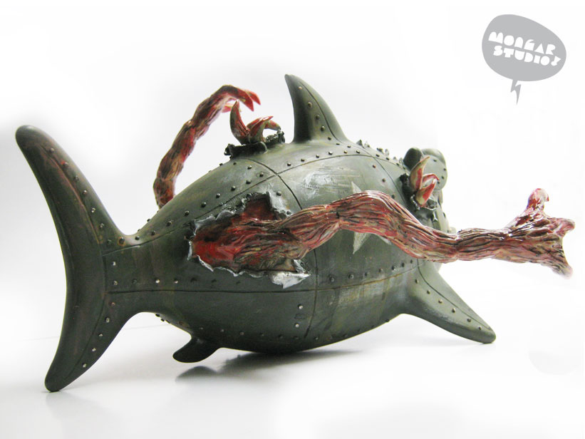 shark monster steel robot sub marine toy design designertoys art art toys Sculpt Urban urban art Urban toys craft