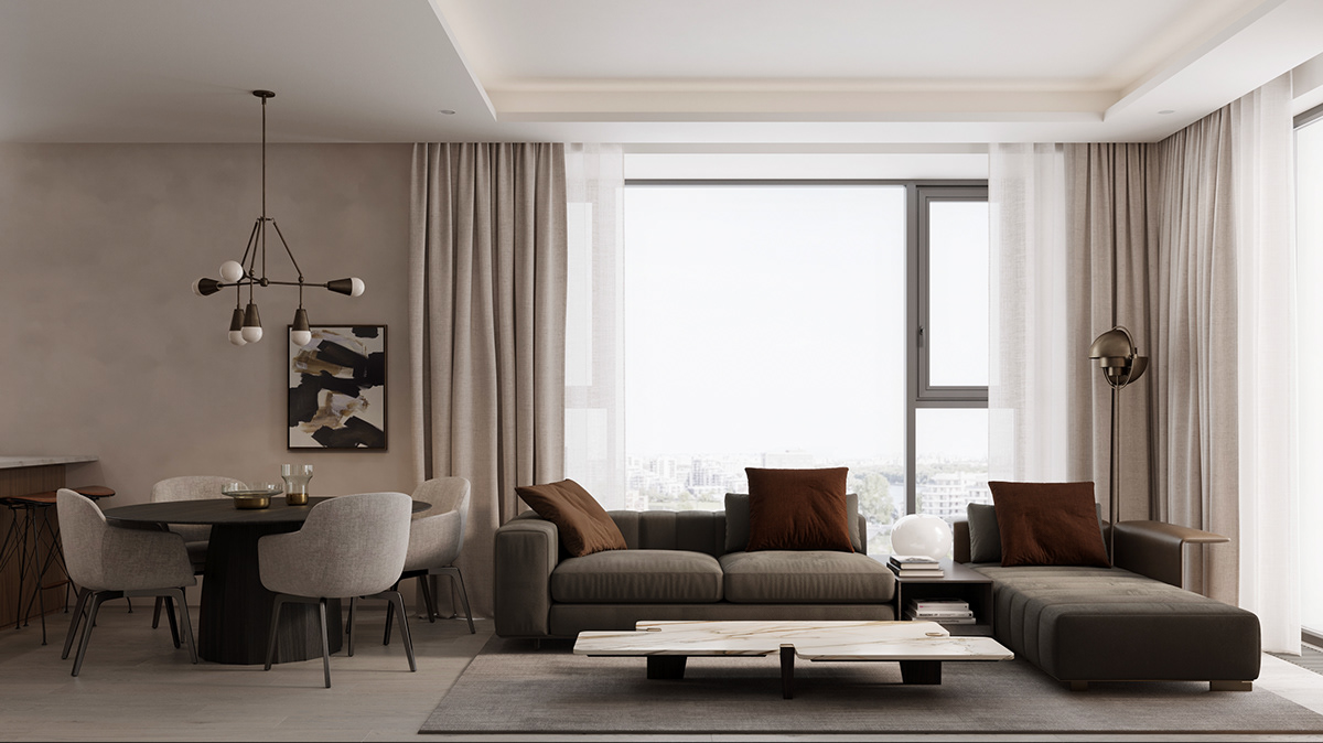 3ds max apartament apparatus interior design  Minimal interior Minotti visualization