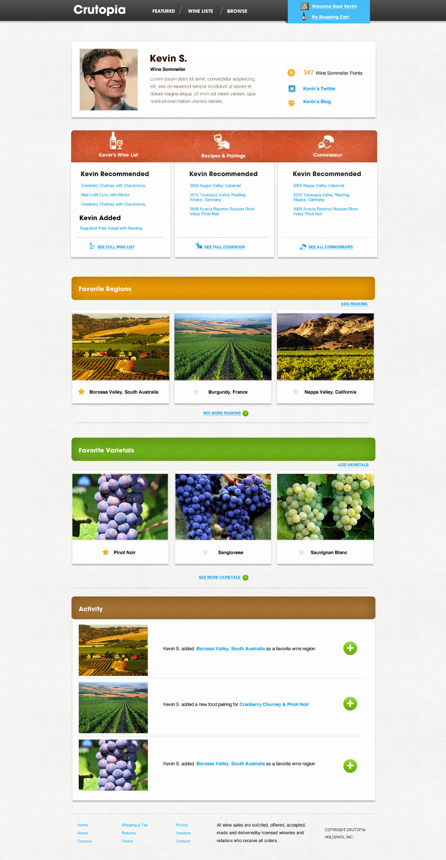 site design wine social texture  colors