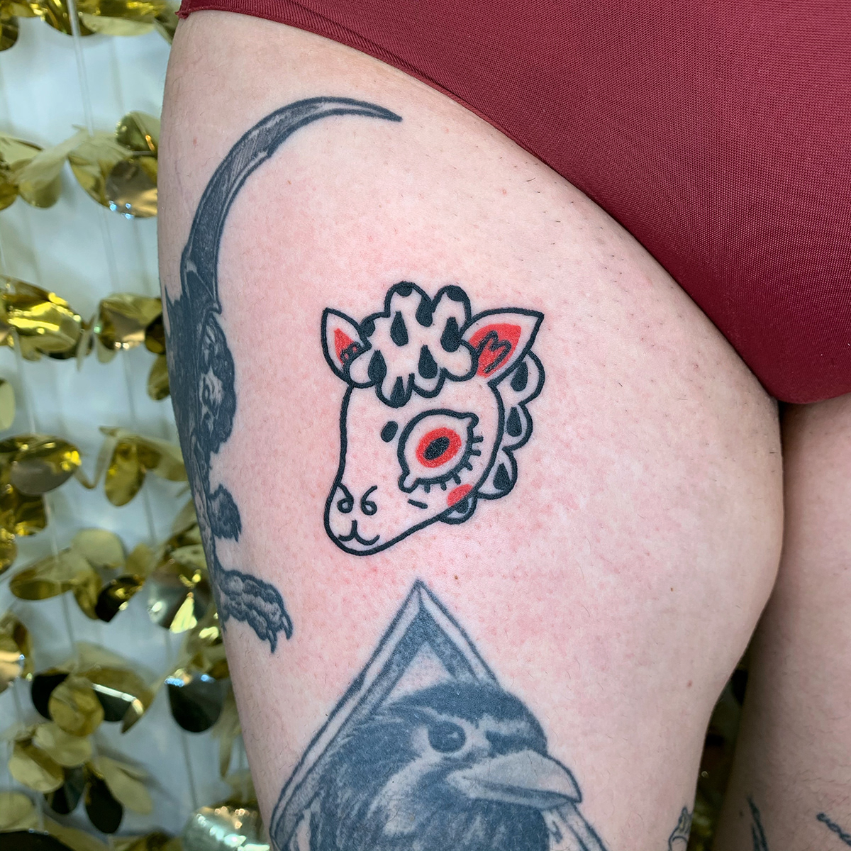 El Salvador Paris tattoo tattoo flash witch goat demon floral skull