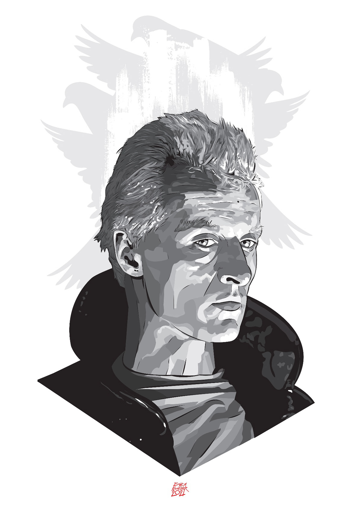 2D blade runner ILLUSTRATION painting portrait Roy Batty vector