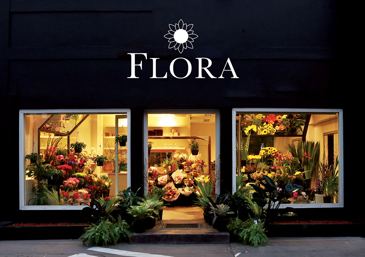 Flowers florist shop Flora minimal black White