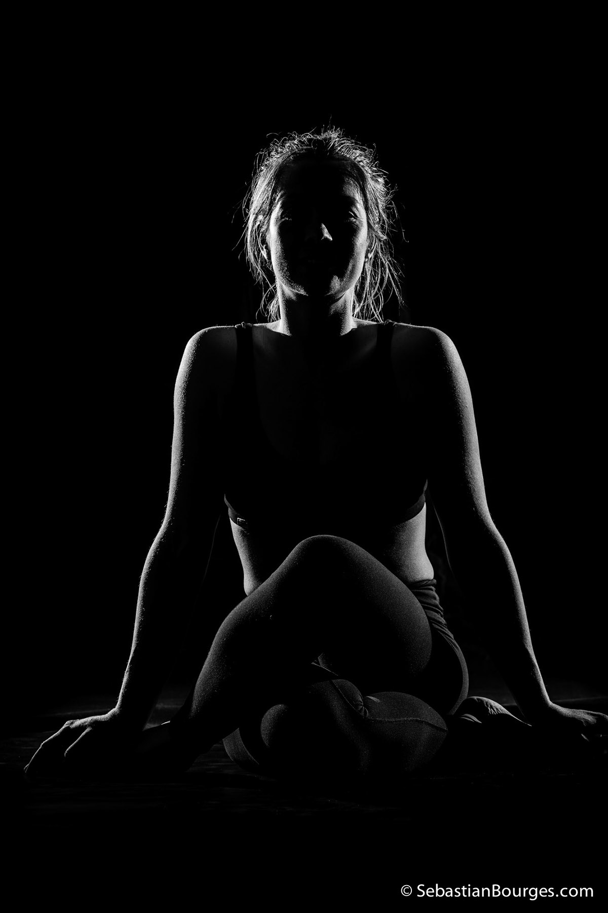 Australia Yoga Academy aya Yoga asanas b&w Silhouettes studio lights black background