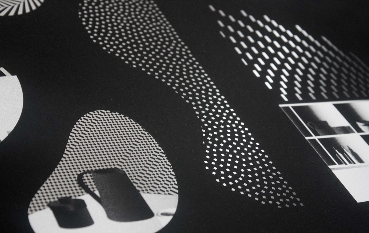 chrome silver metalic screenprint silkprint vasarely op art 60's 70's black and white pattern