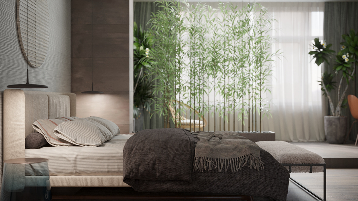 asian interior calm living minimalist modern natural design Natural Interior rattan wood interior design 