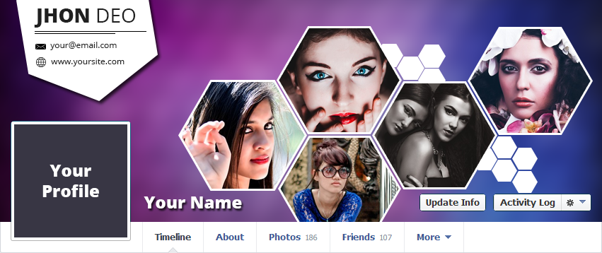 Facebook Timeline Cover hexagon circle square creative cover design facebook cover timeline cover free psd