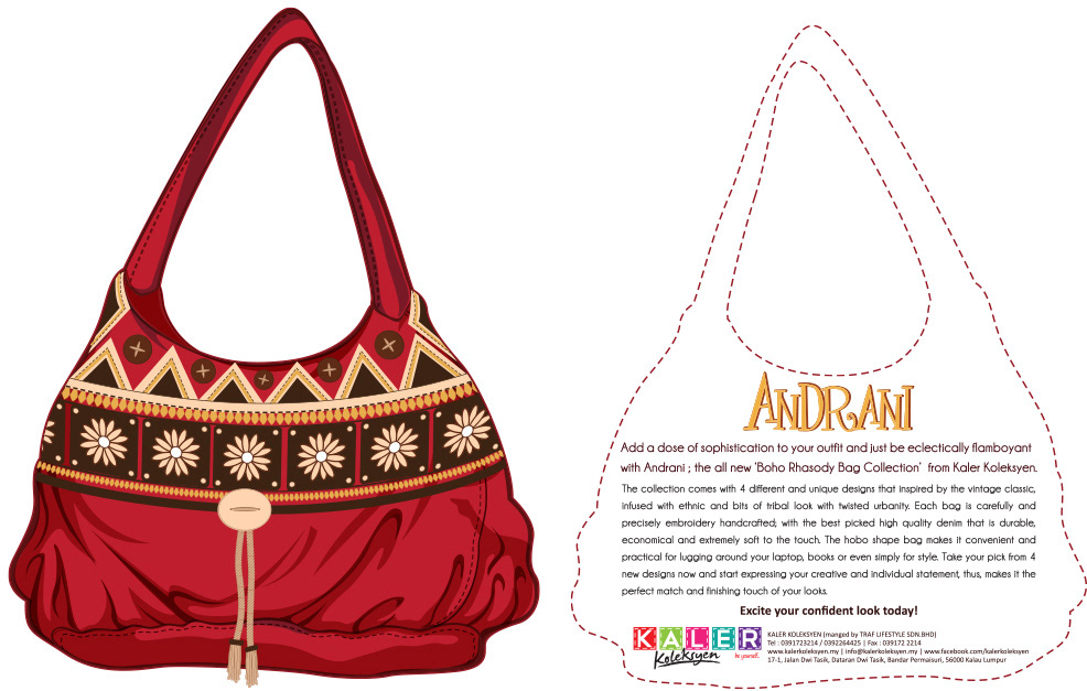 Kaler koleksyen fashion illustration vector bags handmade bohemian boho bohemian rhapsody gypsy Morocco Ethnic malaysia