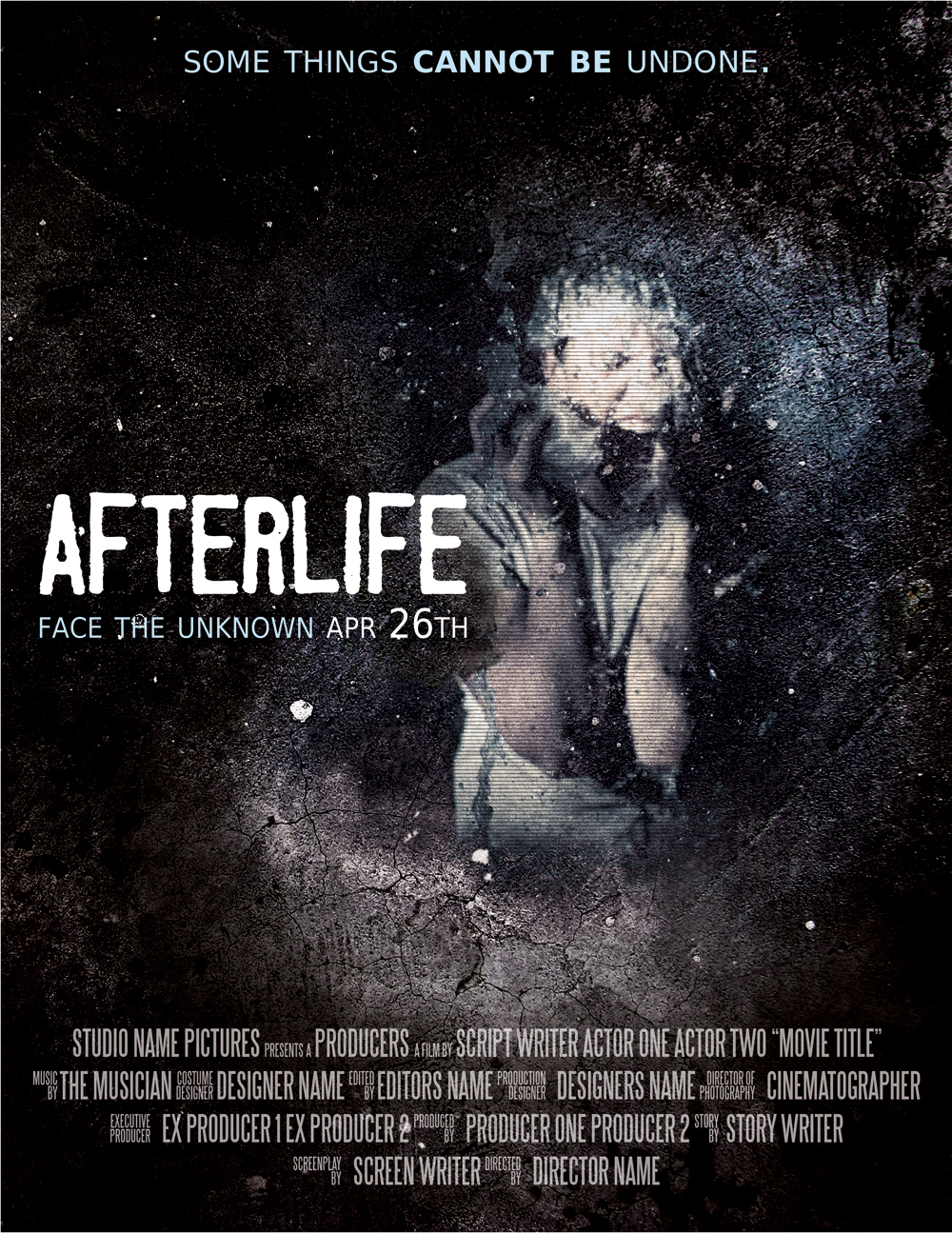 horror poster movie afterlife template design flyer cover Scary dark grunge