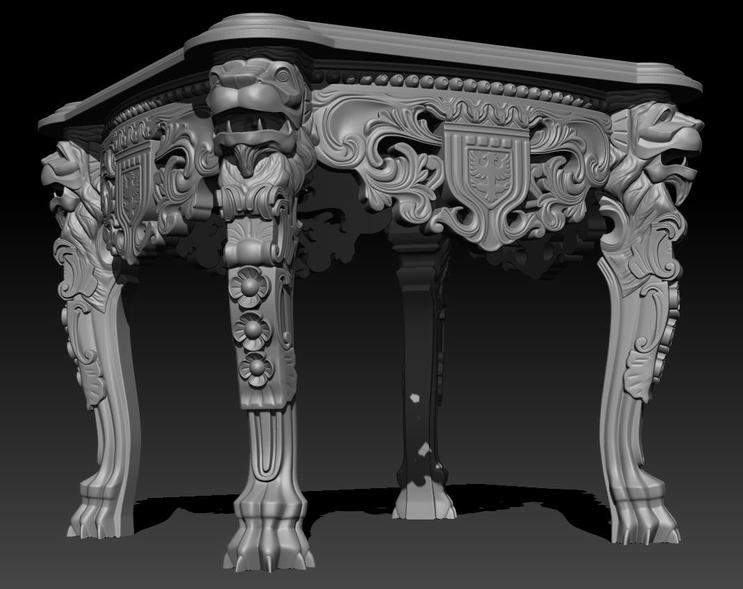 3d modeling 3ds max 3D Antique Table 