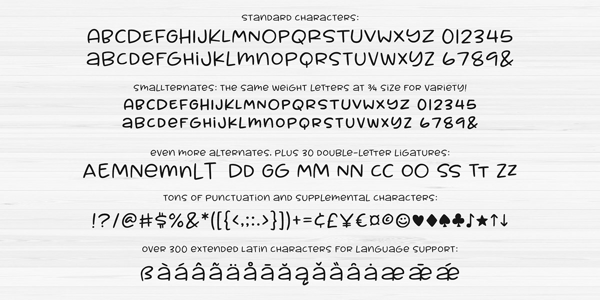 Muggsy mugsy font Typeface short wide cut Fun smooth kids