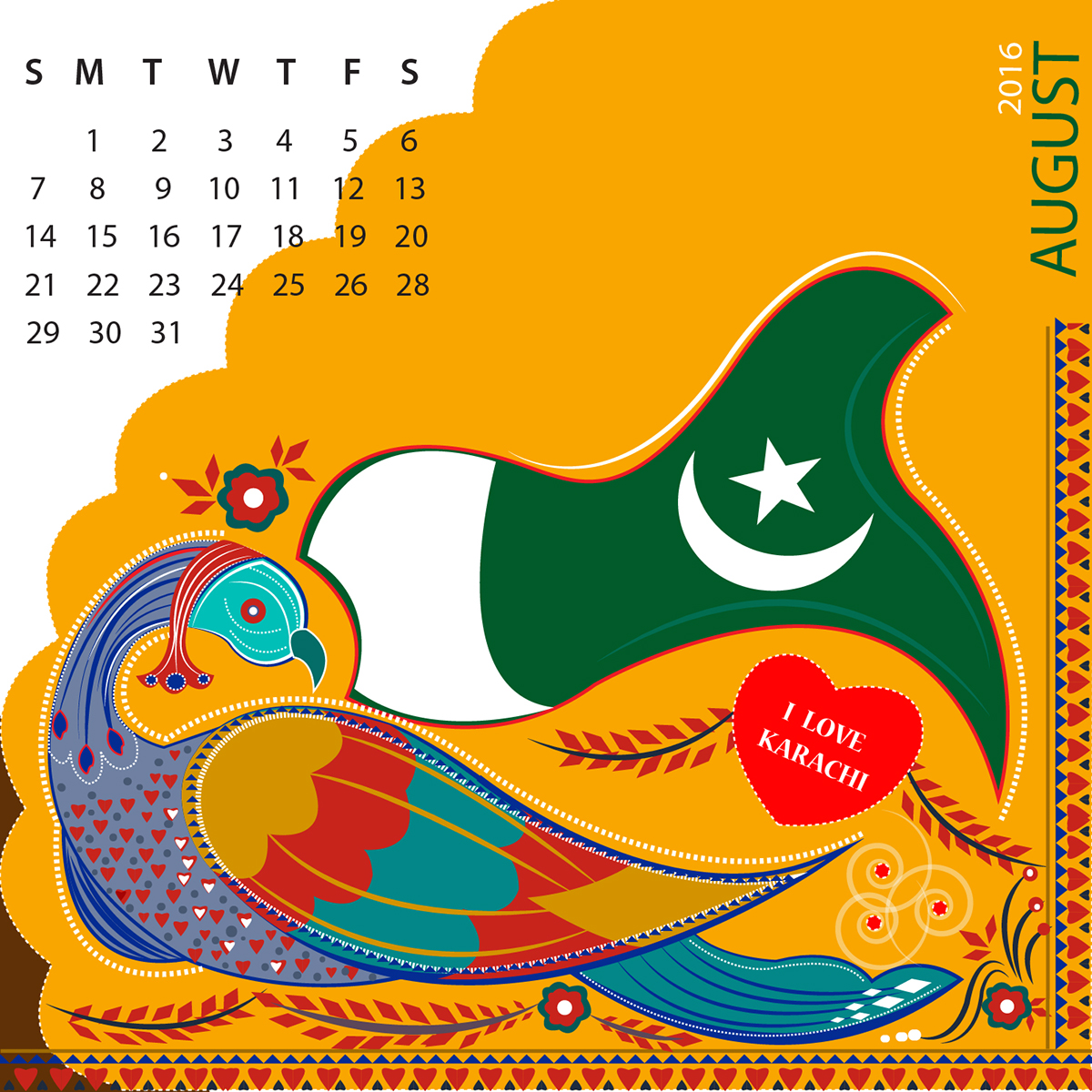 calendar 2016 truck art Pakistan colorful vibrant