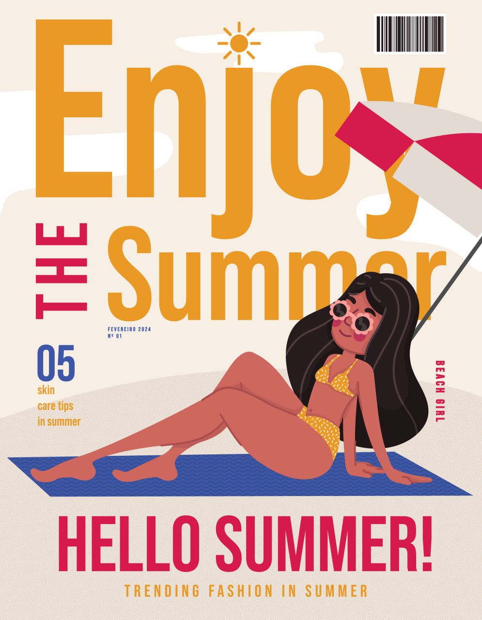 poster adobe illustrator vector digital illustration flat illustration Digital Art  ILLUSTRATION  magazine summer typography  