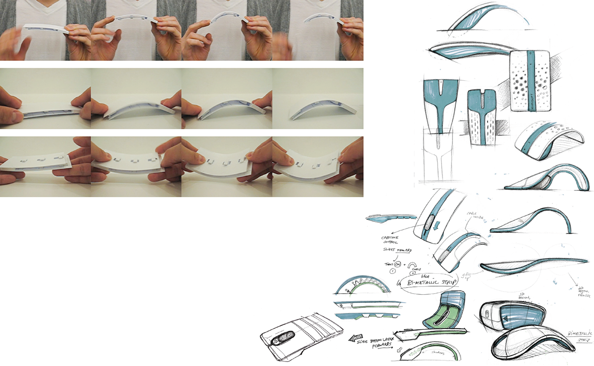 one & co mouse Arc touch bend snap mechanism mechanical prototype model idsa idea industrial donn koh problem solving