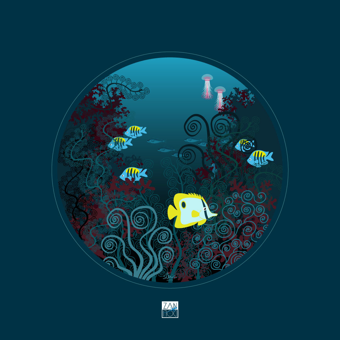 artwork blue Digital Art  fish ILLUSTRATION  Ocean poster sea underwater vector