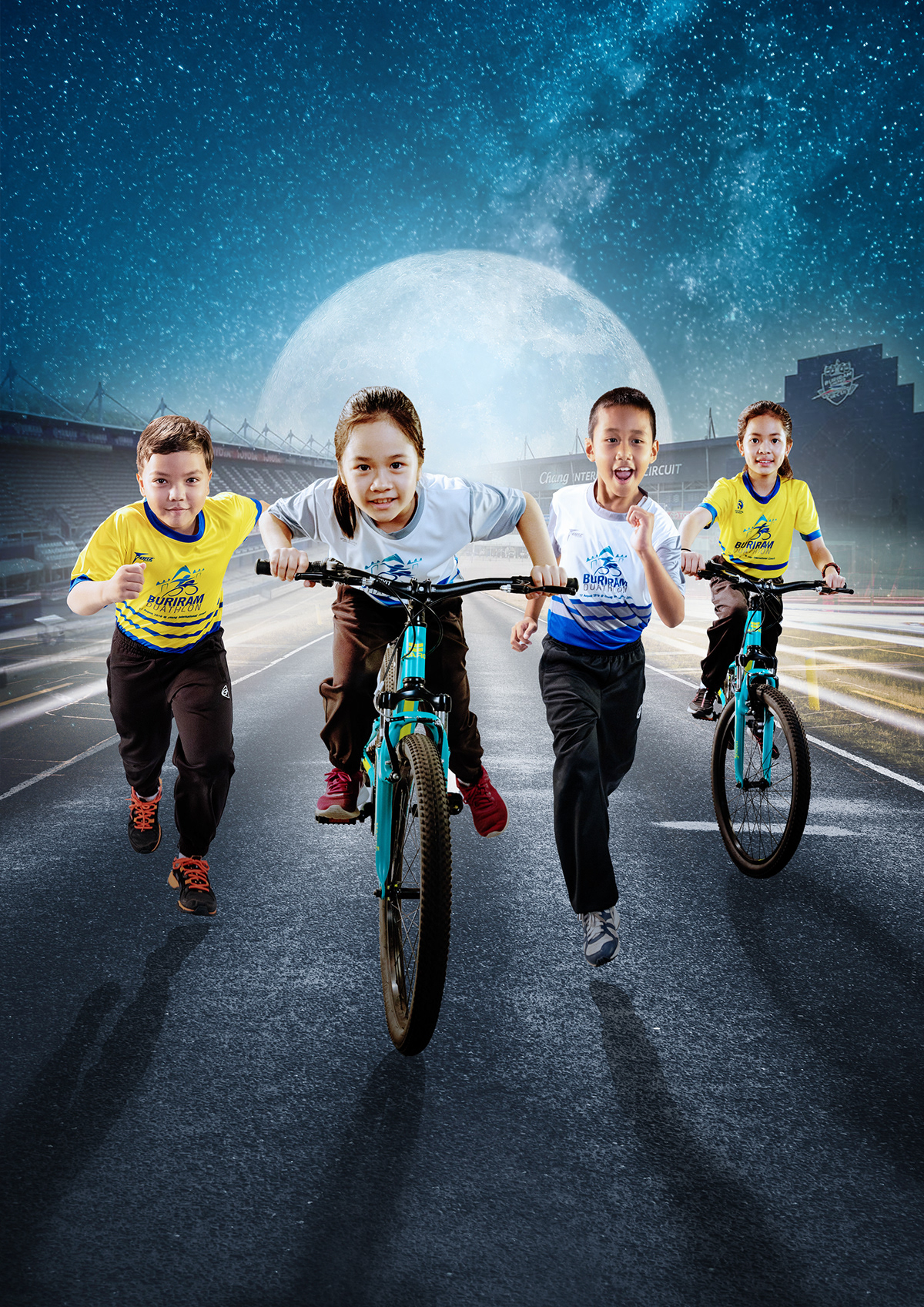 Bicycle circuit duathlon Event night retouch running sports track