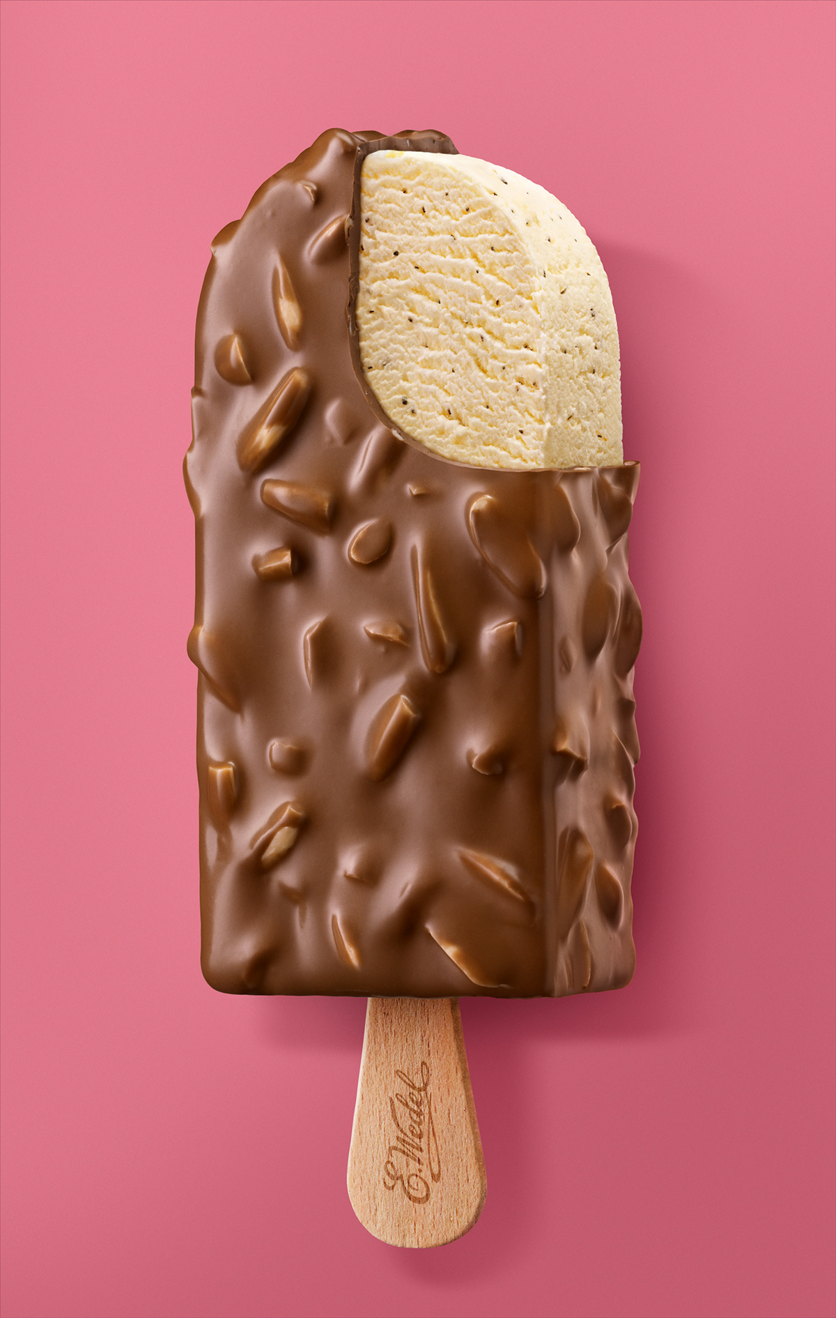 chocolate ice cream bar chocolate bar almonds strawberry caramel taste flavor vanilla