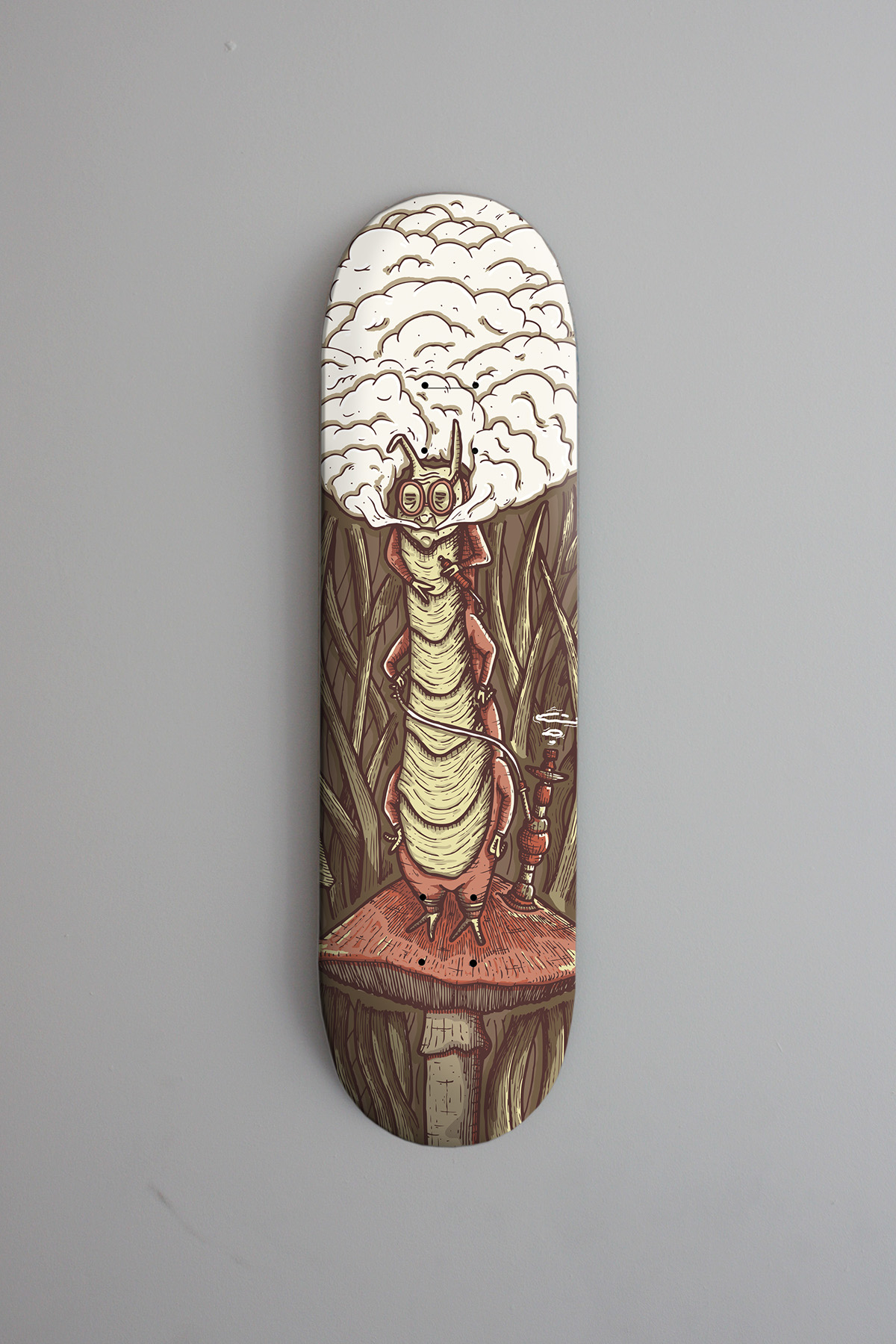 skateboard Board deck Caterpillar alice in wonderland smoke hookah