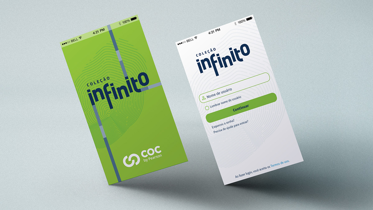 Coleção Infinito marca design editorial didáticos COC Pearson LIVROS identidade visual Apis Design