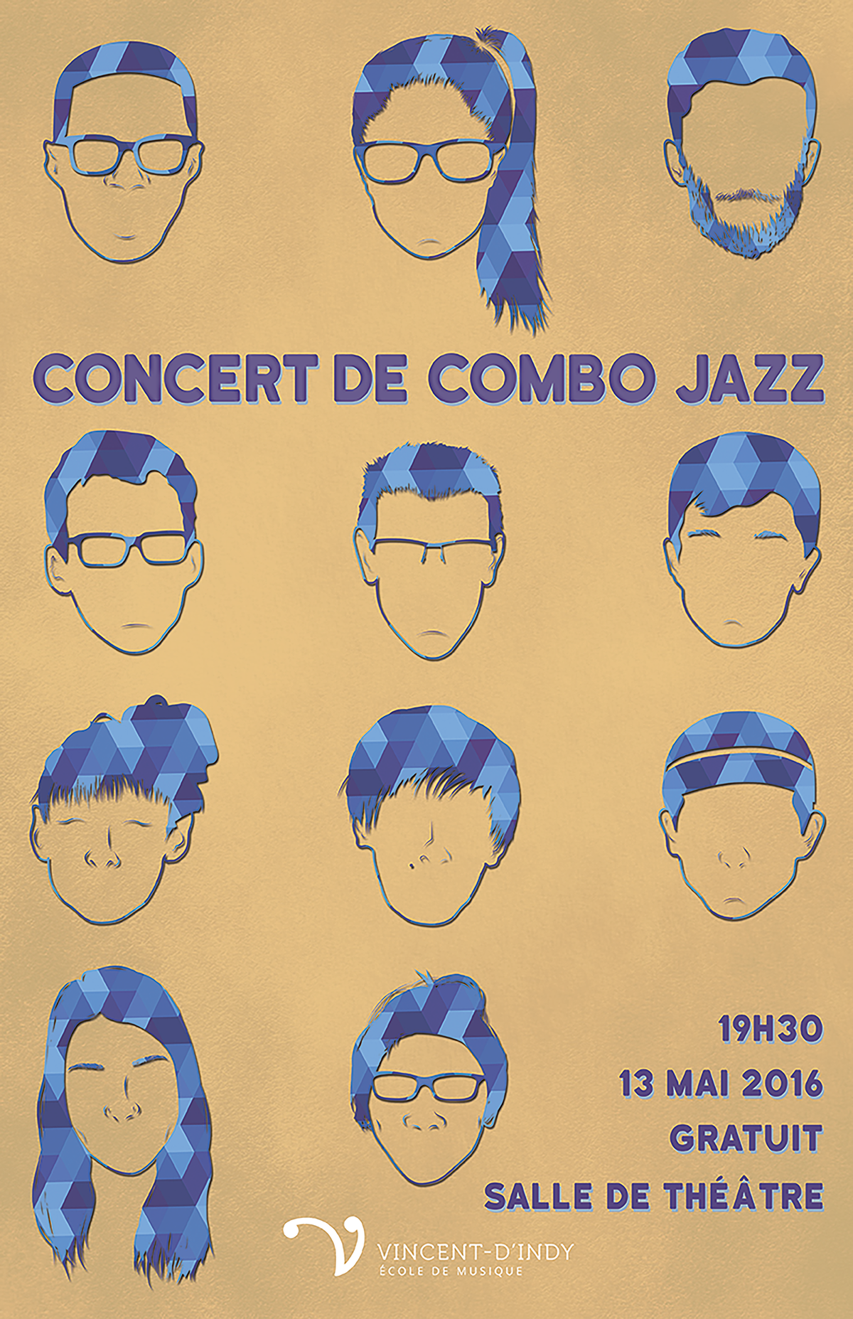 ecole de musique vincent-d'indy Combo Poster Jazz Poster Jazz Combo Poster Music Concert Montreal Montreal designer poster designer Musician Faces musicians Jazz musicians  volunteer work