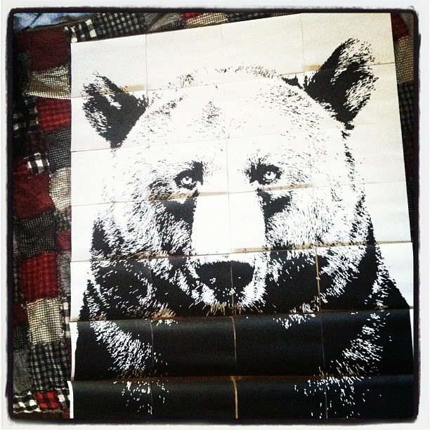bear wood stencil spray paint