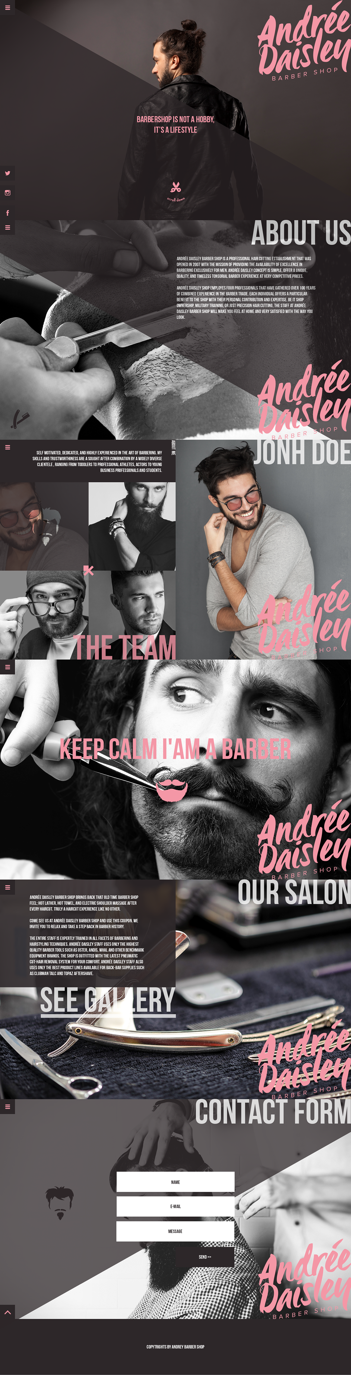 barber shop hair Style pink black Web www Layout logo brand mobile Responsive rwd page