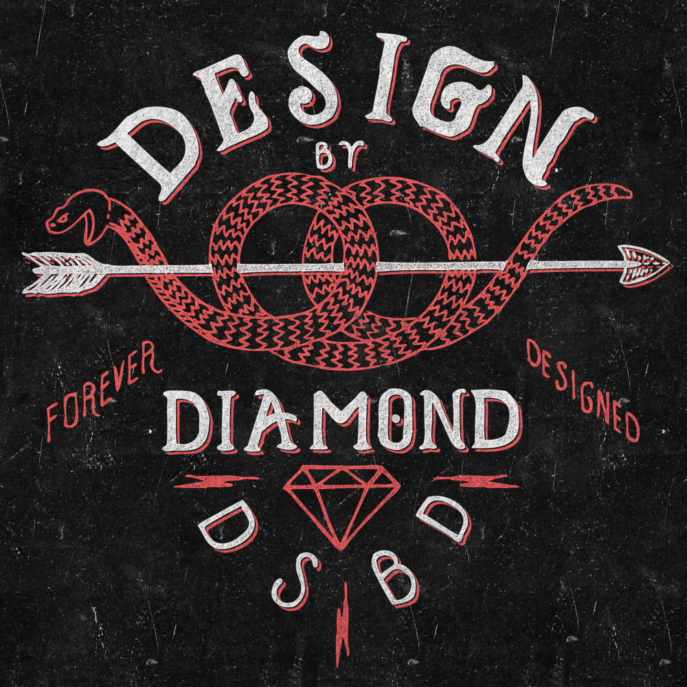 snake arrow design by diamond texture vintage lettering diamond  logo tee shirt design Clothing