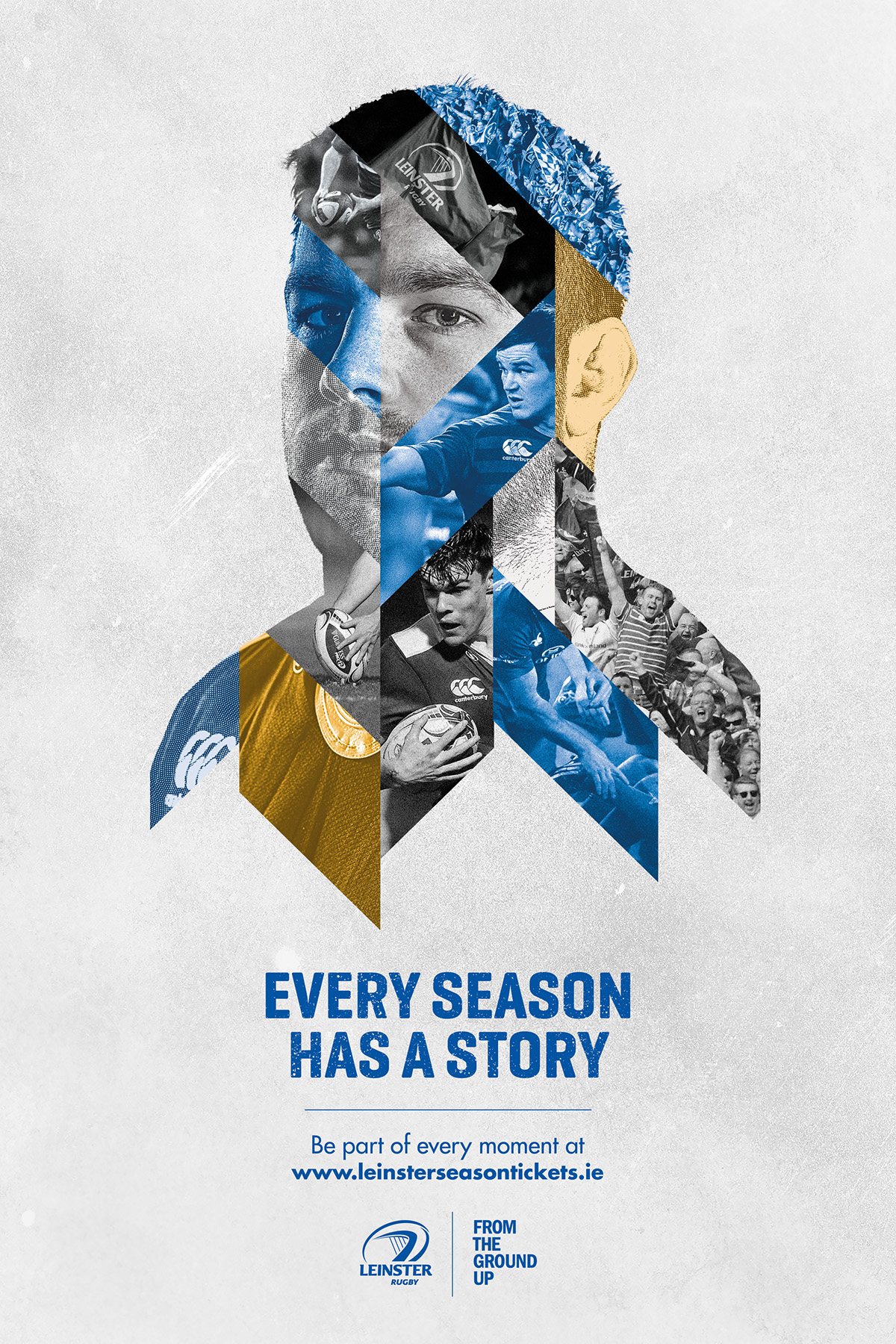 leinster Rugby blue season yellow black and white face sport player Divisions supporter story texture portrait collage