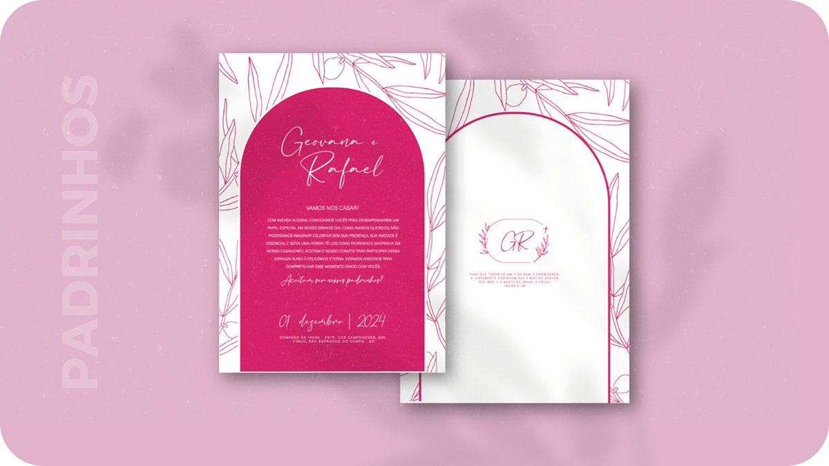 casamento identidade visual convite de casamento Flowers brasão Logo Design rosa pink rosa convite amarelo