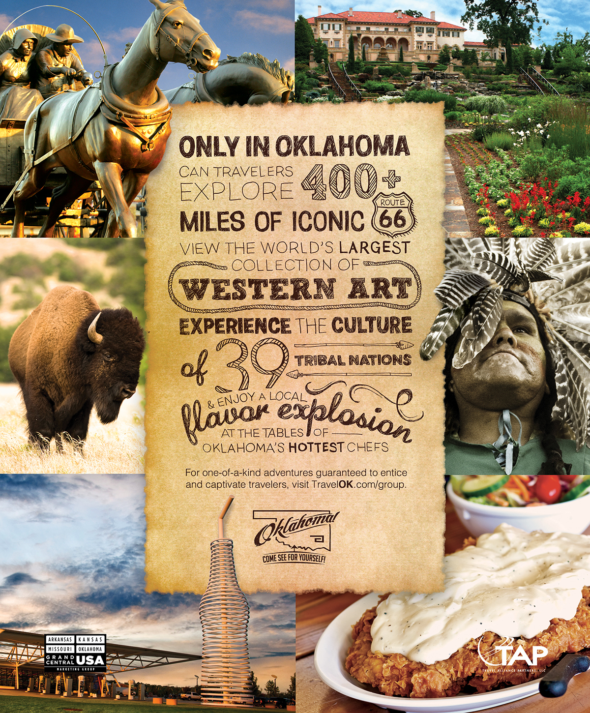 oklahoma tourism group Travel hand type drawn