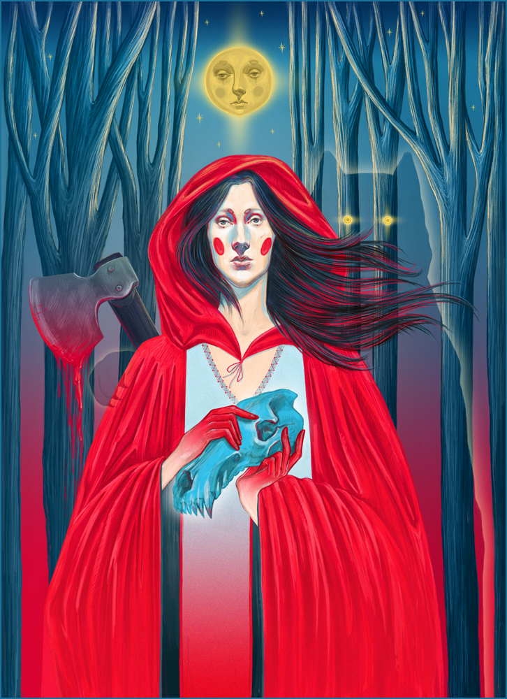 art artwork dream Red Ridding Hood fantasy fairy tale wacom wacom art digital illustration fairytale Mystic wolf fairy