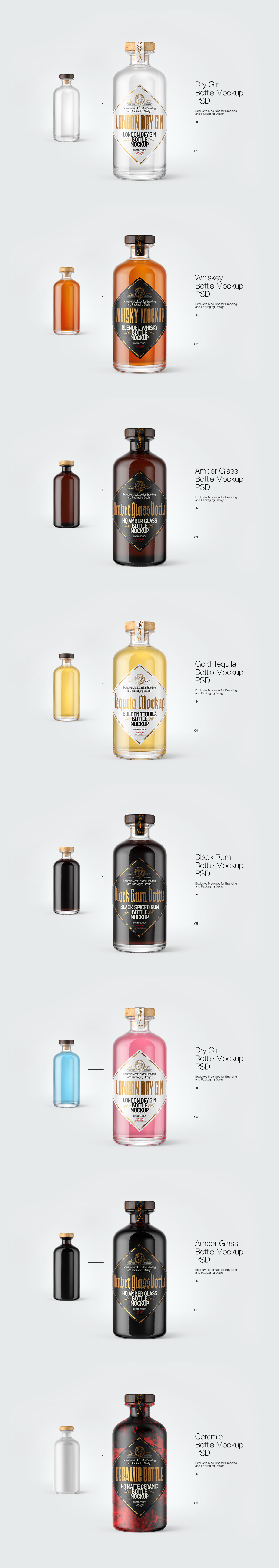 bottle Mockup Whisky Vodka gin Rum Tequila alcohol vintage Packaging