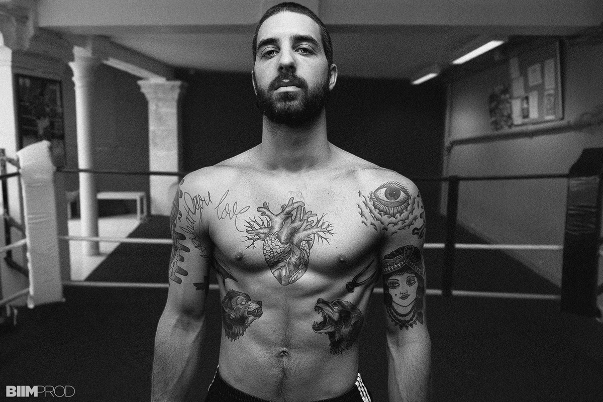 tattoo tatouage ink tatooing skin black and white portrait inspired biimprod Boxer Boxe david guersan