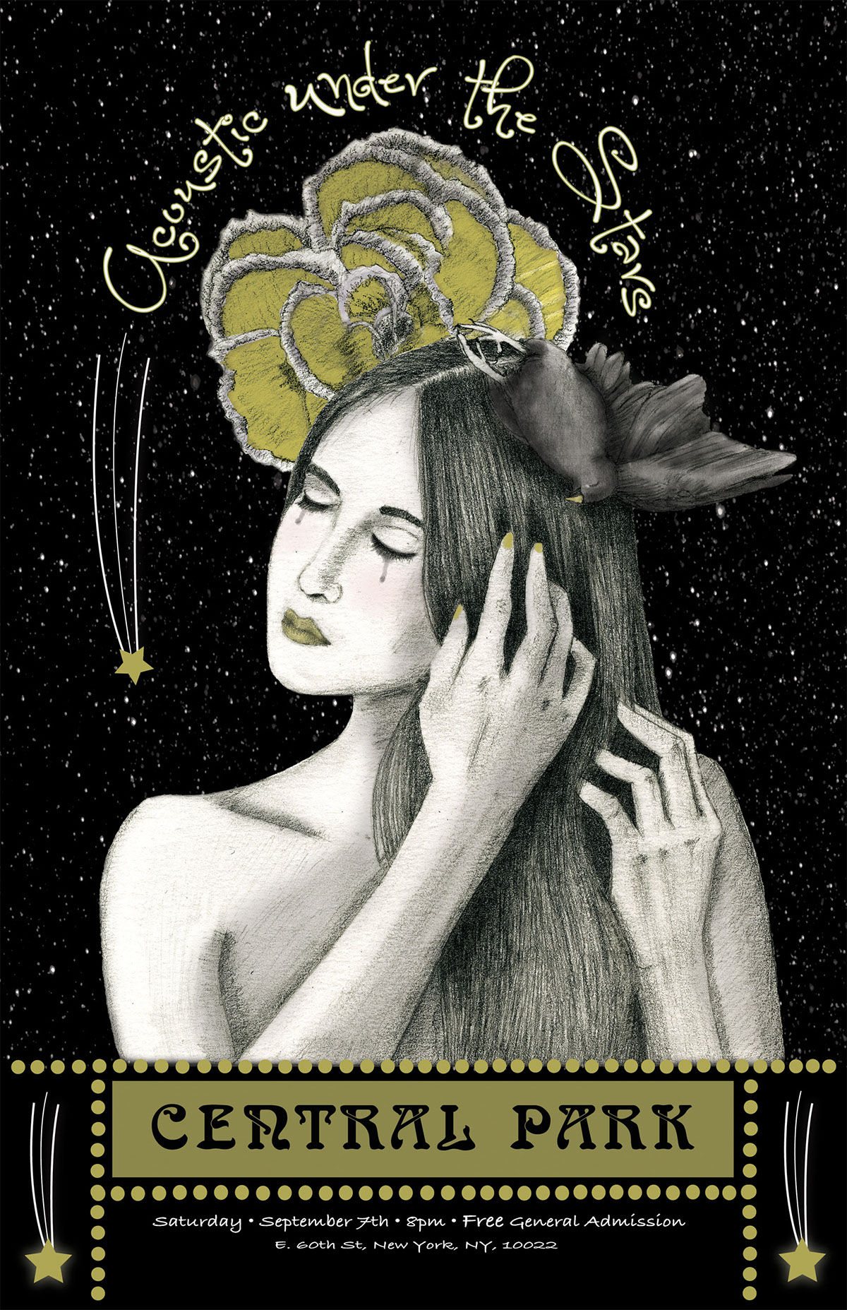 #sketch #illustration #Poster #girl #hands #deadbird #hair #STARS #mockup #vinyl  #record #acoustic #music #sadness
