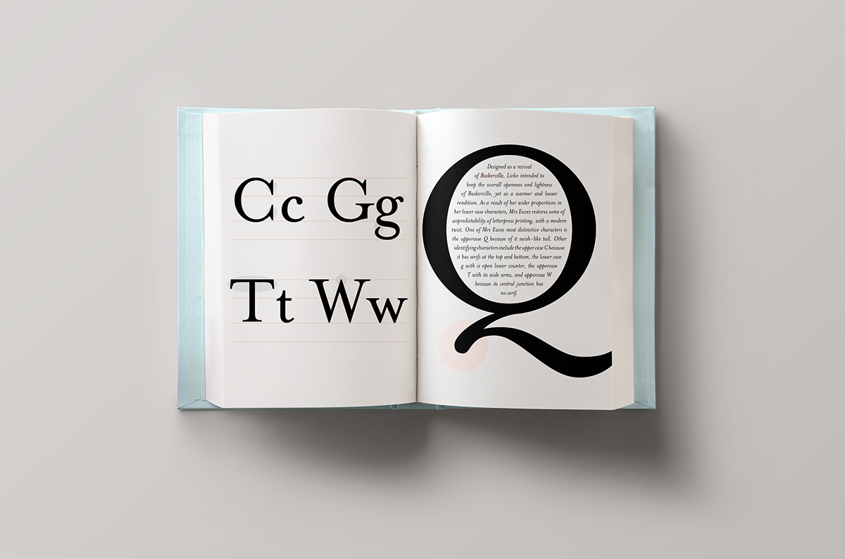 typefaces Mrs Eaves print book design binding