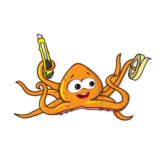 cartoon Character octopus logo Mascot