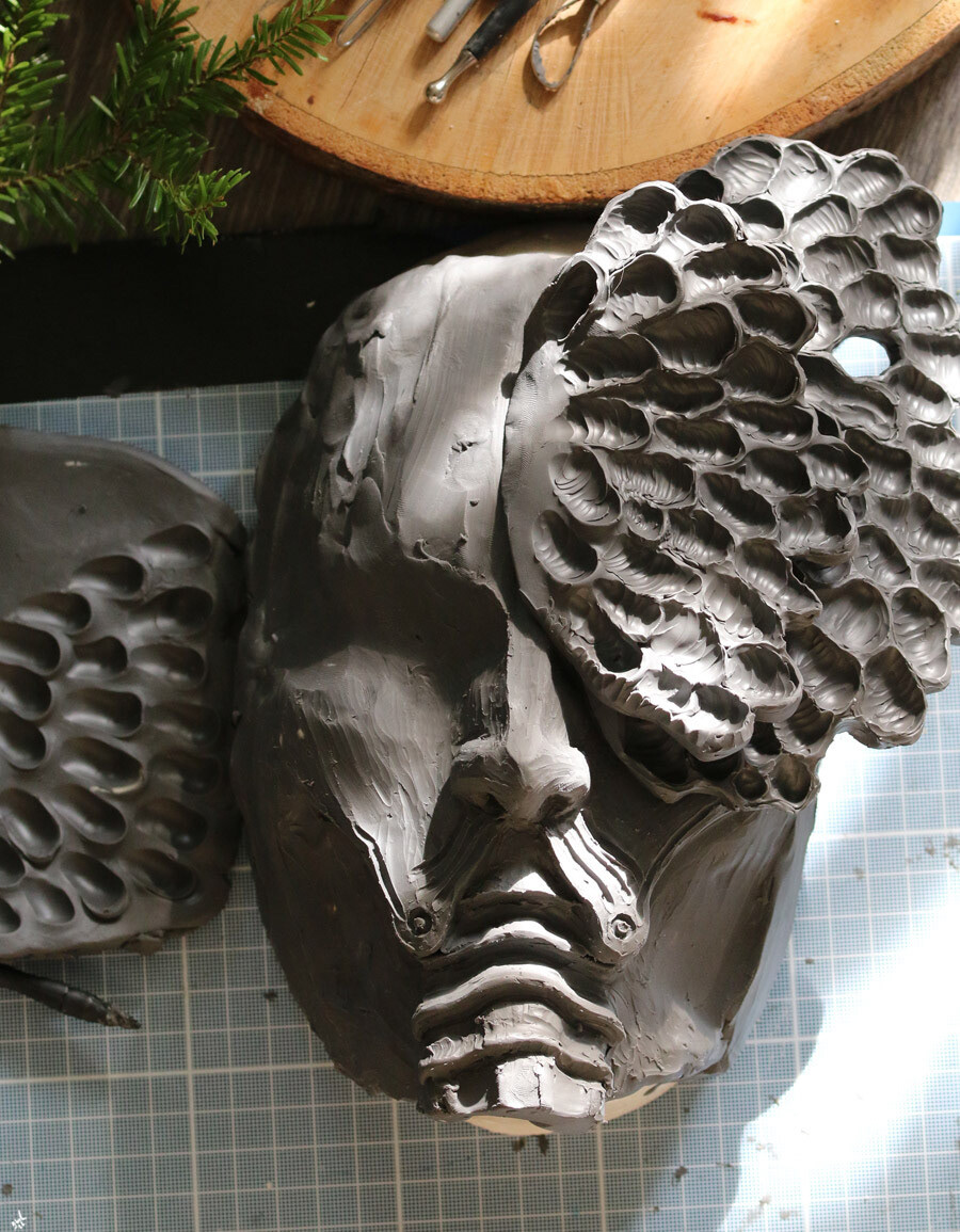 scorn mask Plasticine sculpture ILLUSTRATION  fanart plastilina