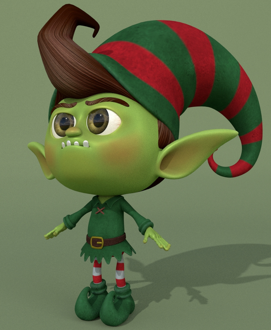 cartoon Character 3dmodel elf green nice cute fantasy