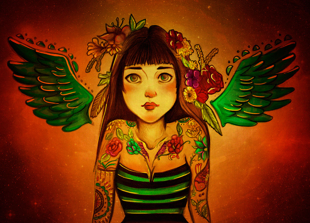 tattoo tatuaje ALAS angel fantasia universo suicidegirl