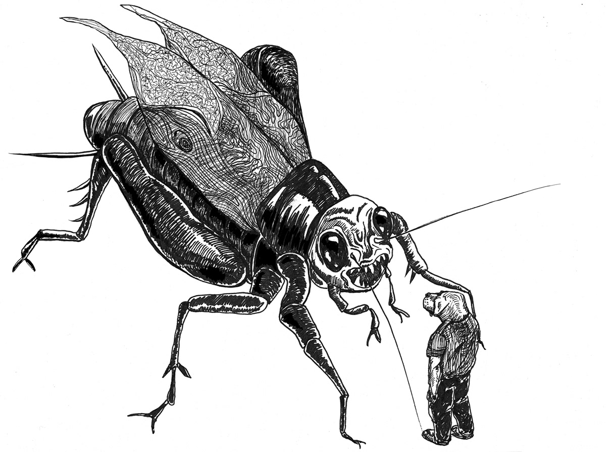 ink paper black monochrome pencil art editorial draw dog insect apocalipsis traditional animal surreal