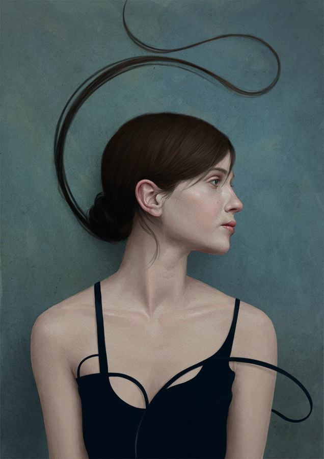 painting   figurative art portrait woman art surreal contemporary ILLUSTRATION 