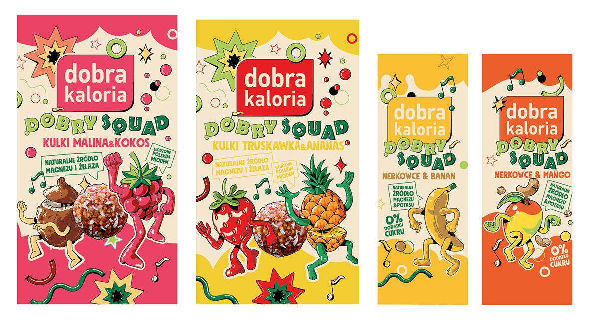 artwork cartoon Characters Design concept art fruits graphic design  ILLUSTRATION  Packaging product design  snack