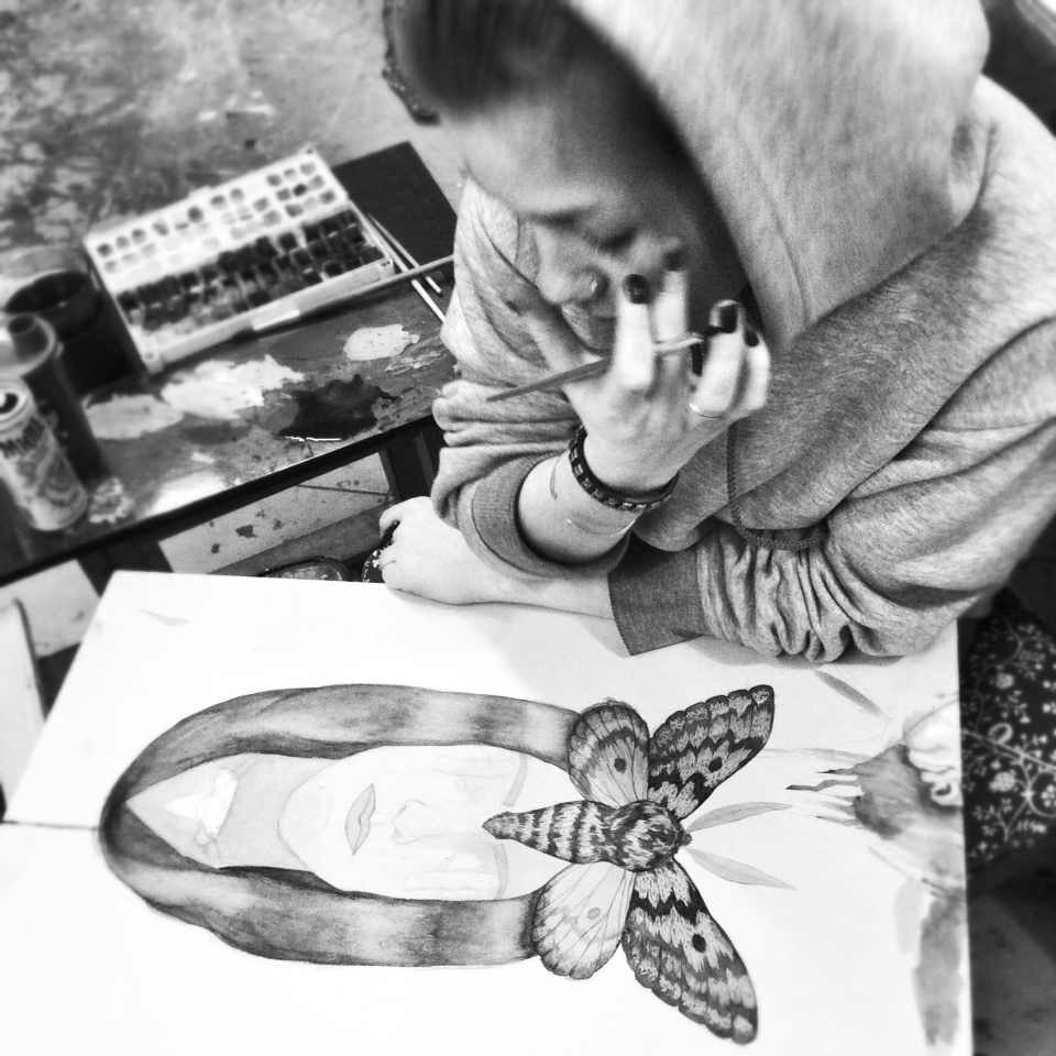 #moth #paper #Watercolor #Portrait #drawing